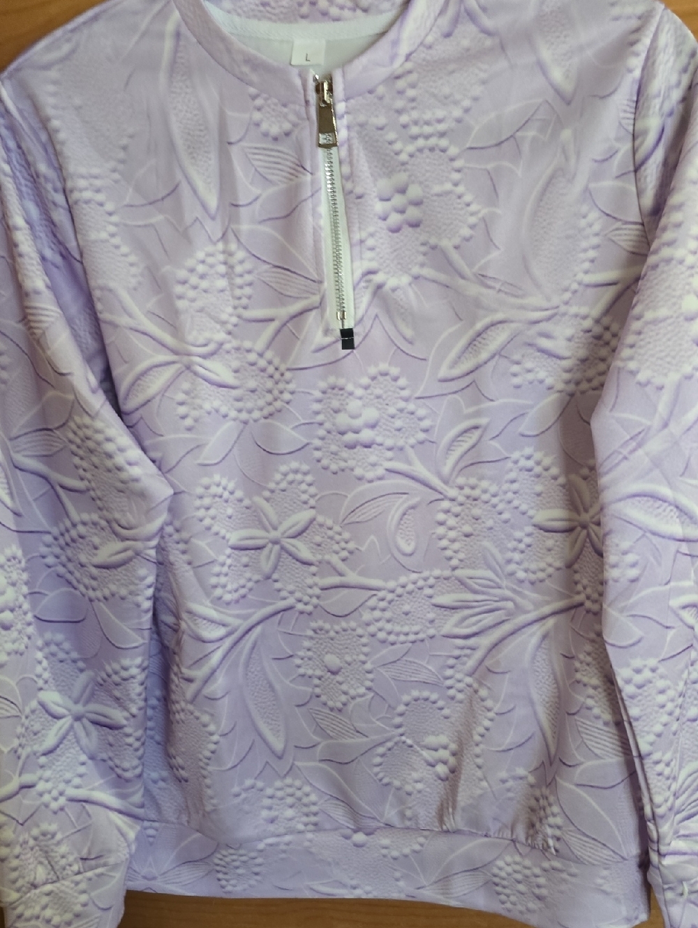 Brand New. Lilac Floral Pattern Half-Zip Pullover